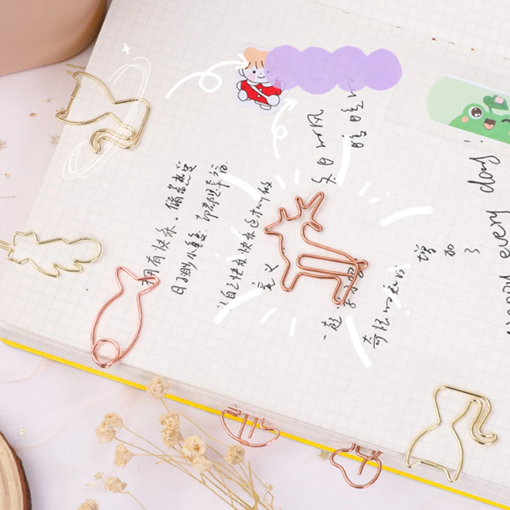 Набор из 8 милых золотых металлических скрепок с пустым игольчатым концом для закладок, документов, квитанций и записей в офисе.