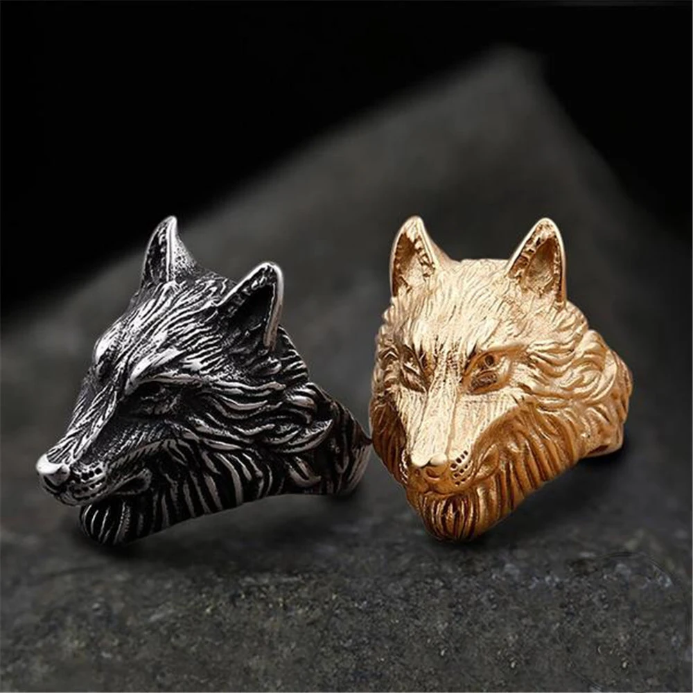 

Fashion Hip-hop Rock Domineering Wolf Head Retro Ring Men's Ring Popular Locomotive Party Jewelry Holiday Souvenir Gift Jewelry