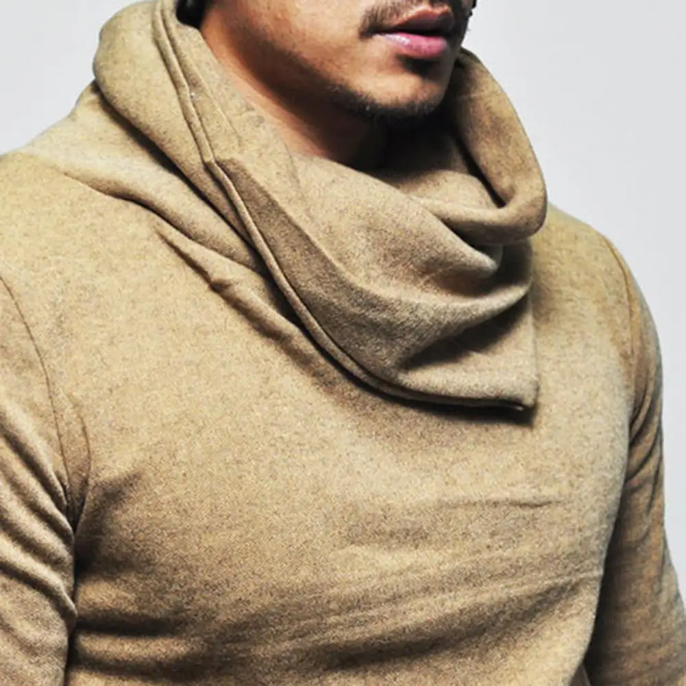 Футболка мужская однотонная с воротником-стойкой Стильная приталенная рубашка