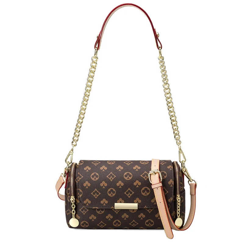 

Famous Brand Boston Pillow Bag Women 2021 Luxury Metal Chain Shoulder Handbag Vintage Print Messenger Crossbody Female Bag
