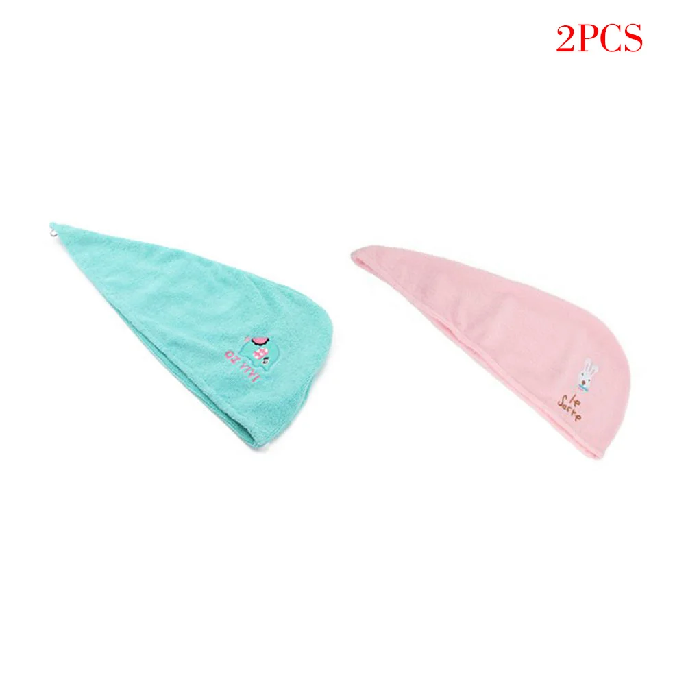 

2 Pieces Randomly Color Women Bathroom Super Absorbent Quick-drying Hair Towel Microfiber Hair Dry Cap