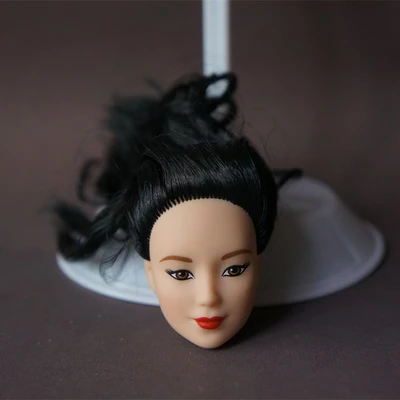 Голова медсестры Asia Face кукла леди с черными волосами Хороший макияж Кукольная