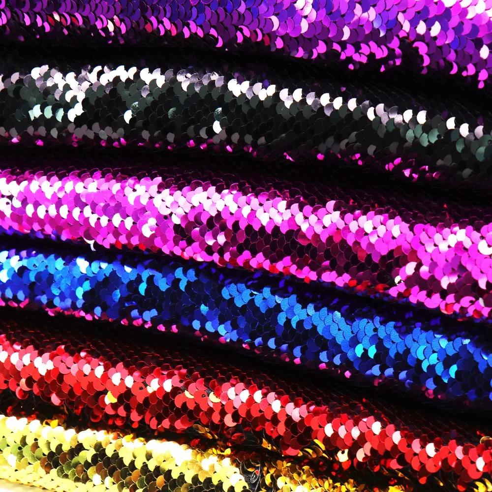 

High Quality 130*50cm Reversible Mermaid Fish Scale Sequin Fabric Sparkly Paillette For Dress/Bikini/Cushion/Clothes