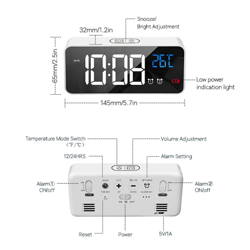 

New Durable LED Digital Alarm Clock Intelligent Voice Control Temperature Display Electronic Clocks Home Decoration #
