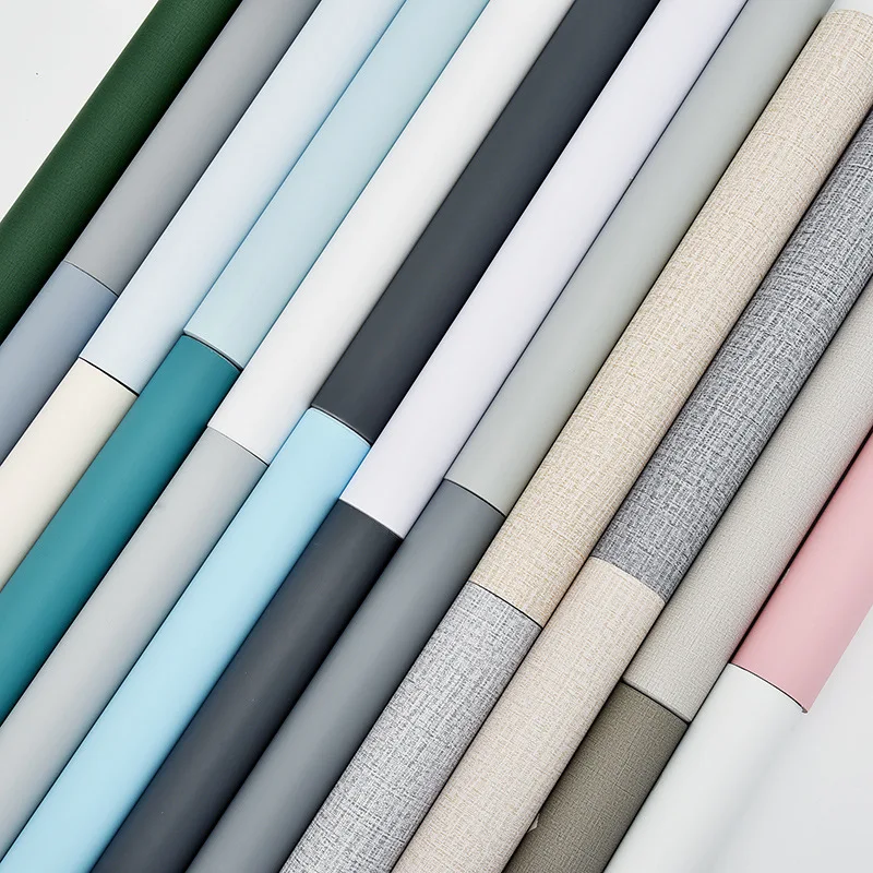 

PVC Wall Sticker Decoration Self-adhesive Wallpaper Waterproof Bedroom Living Room Solid Color Pvc Scrubbing Wallpaper