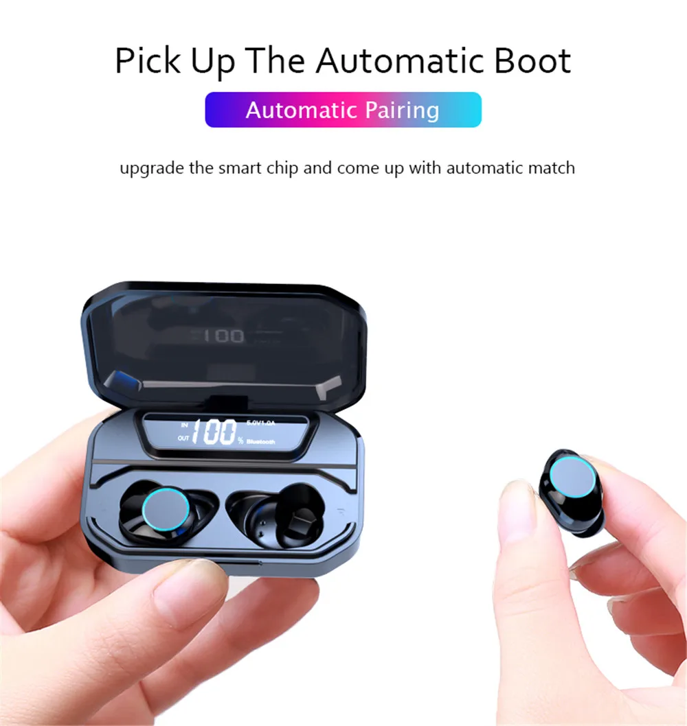 

H&A TWS X6 Bluetooth Earphones V5.0 Wireless 9D Stereo Music IPX7 Waterproof with 3300mAh Long Battery Life power bank xiaomi
