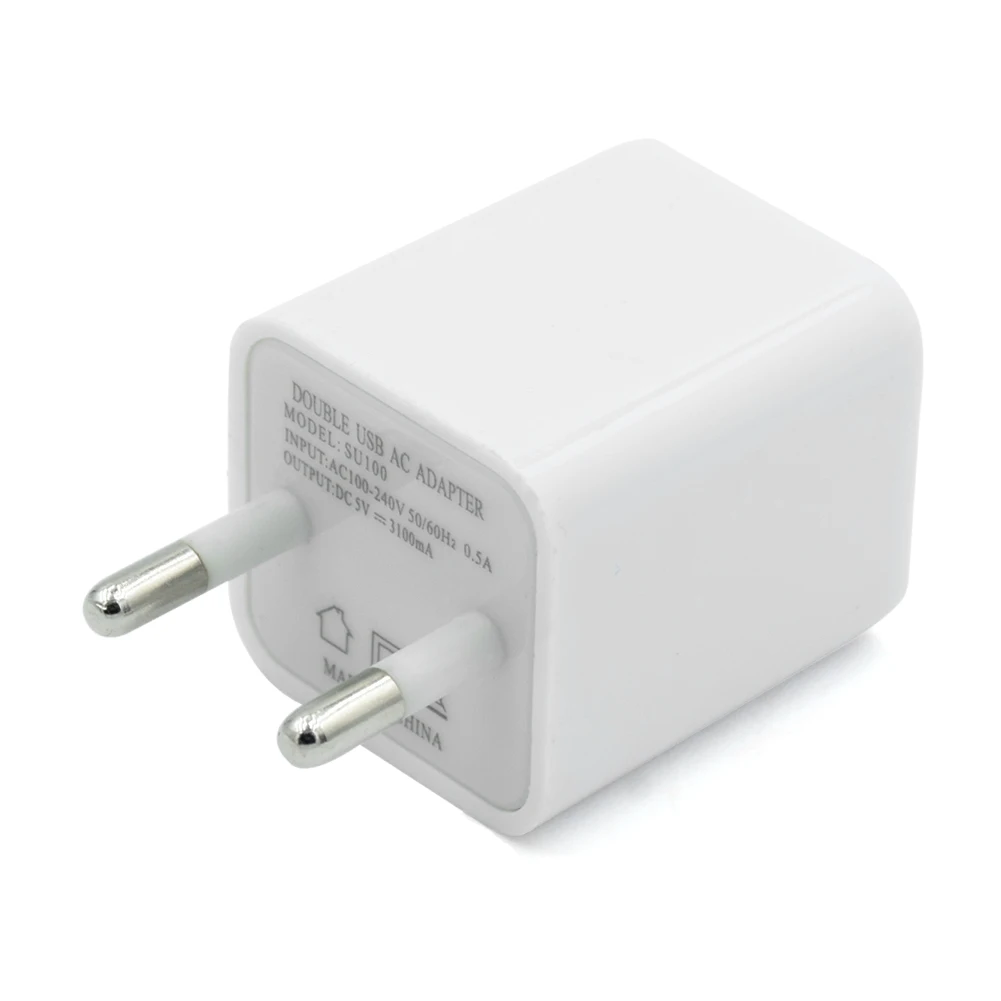 Настенное зарядное устройство для США и ЕС с двумя usb портами зарядки 5 в 1A 2.1A