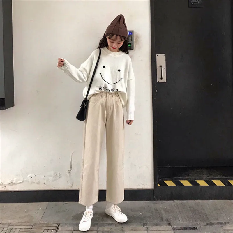 Джинсы женские прямые с широкими штанинами в Корейском стиле джинсы МОМ