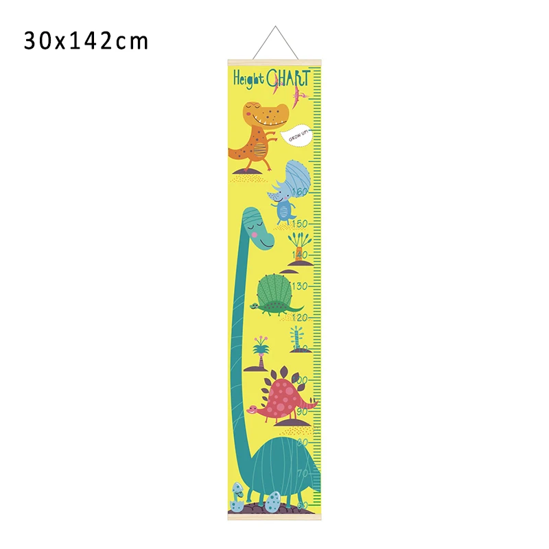 Regla de tabla de crecimiento para ni&ntilde;os con patr&oacute;n de dibujos animados, herramienta de medici&oacute;n de altura, decorativa para pared de beb&eacute;, reglas colgantes de lona de pino/aceite-5