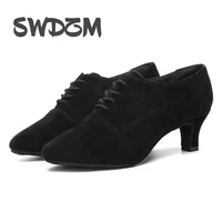 swdzm dance shoes for women ballroom latin modern tango samba salsa dancing shoes ladies girls closed toe practice black heels