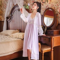 fairy night gown and robe sets women sexy mesh lace vintage victorian night dress bridesmaid robes two pieces lounge sleepwear