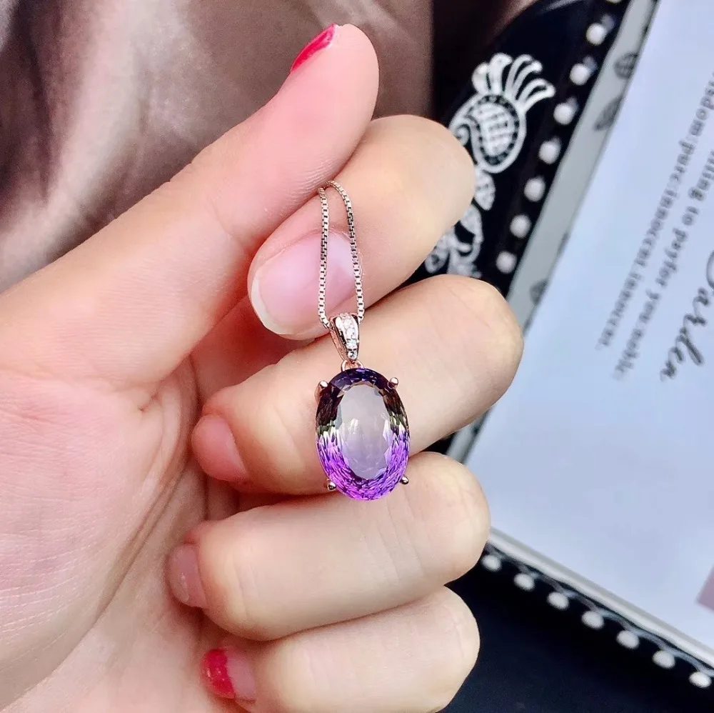 pendant KJJEAXCMY ювелирное изделие из серебра 925 пробы, инкрустированное аметистом, Женское кольцо, ожерелье, подвеска, серьги, 3 комплекта, новинка - Цвет камня: pendant