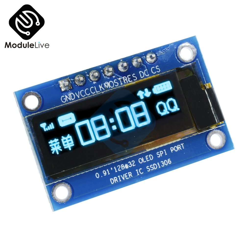 Модуль SSD1306 для самостоятельной сборки 0 91 дюйма SPI 128x32 12832 белый/синий цифровой OLED
