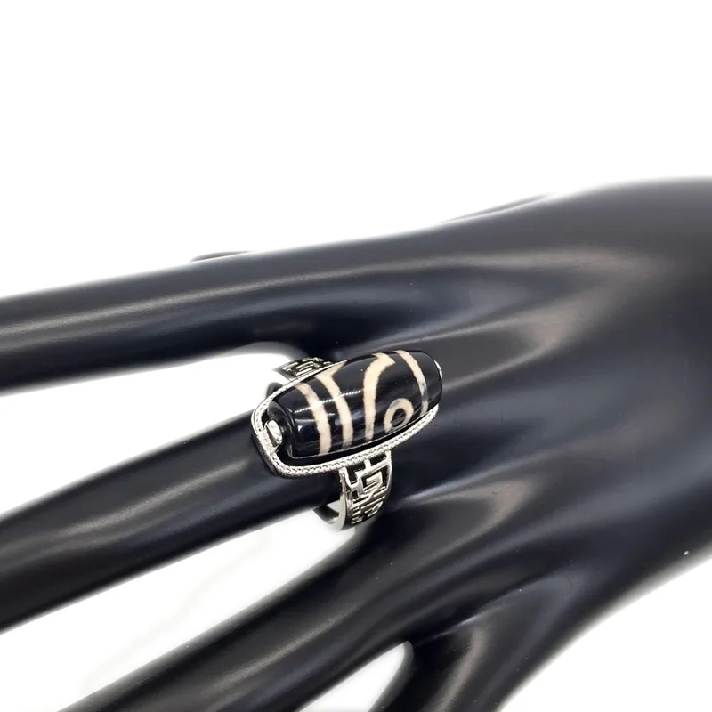 Резные кольца от сглаза черно-белые узоры тай-чи натуральный агат ювелирные