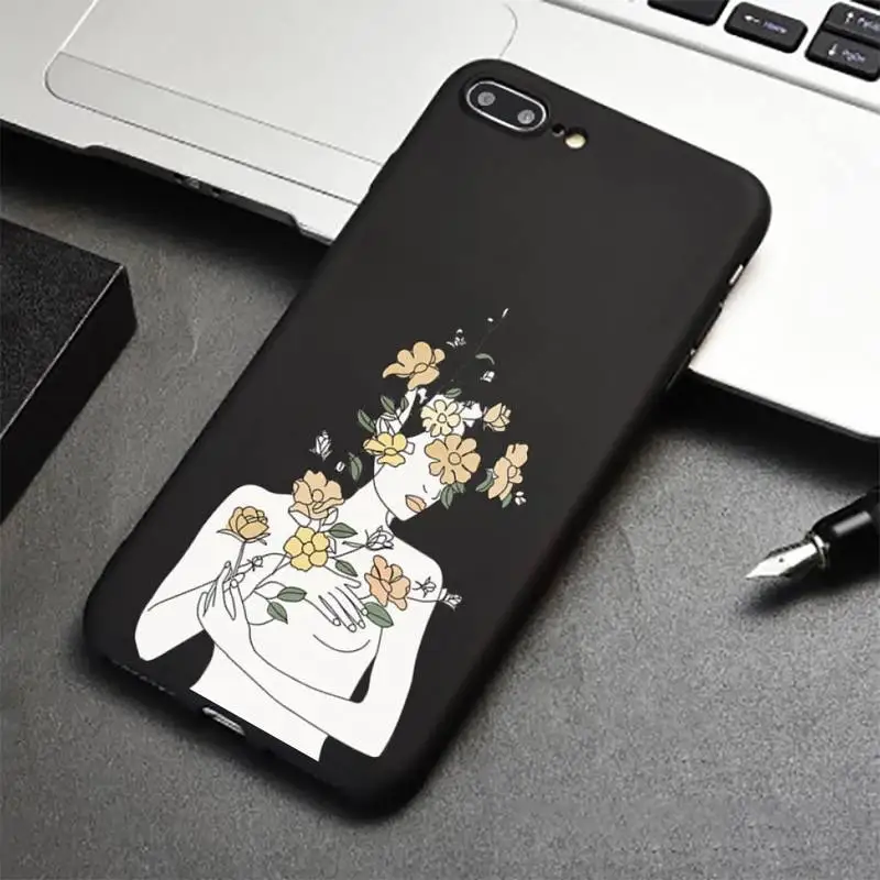 

Art line Retro Abstract Geometry leaves Phone Case for iPhone 12 11 mini pro XS MAX 8 7 6 6S Plus X 5S SE 2020 XR