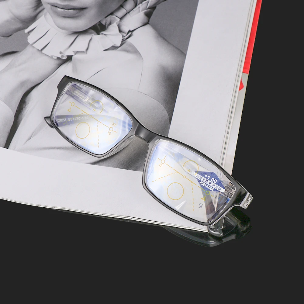 Новые унисекс прогрессивные Мультифокальные анти-голубые световые очки для