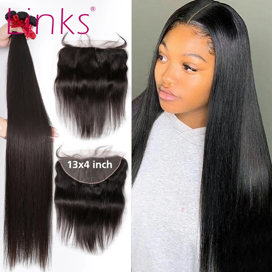 Бразильские волосы Links Hair 8- 40 дюймов 3 4 пряди с фронтальной сеткой 28 30 прямые Remy