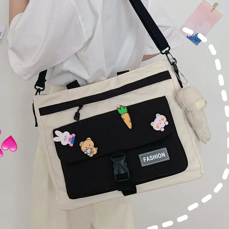 Симпатичная маленькая подходящая ко всему сумка-мессенджер в стиле Харадзюку, холщовые вместительные сумки через плечо