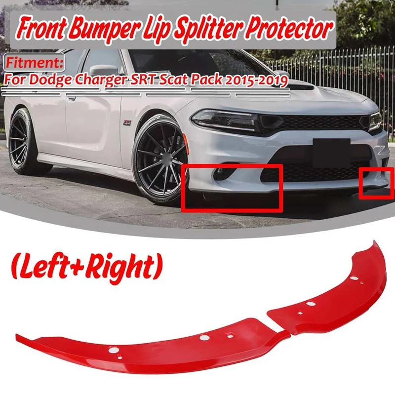

Front Bumper Splitter Lip Diffuser Spoiler Protector Deflector Lips Guard for Dodge Charger SRT Scat Pack 2015-2019 Red