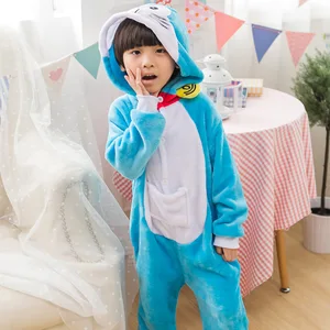 Children Kids Animal Costume Cosplay Doraemon Halloween Anime Hooded Onesie Costumes Jumpsuit for Bo