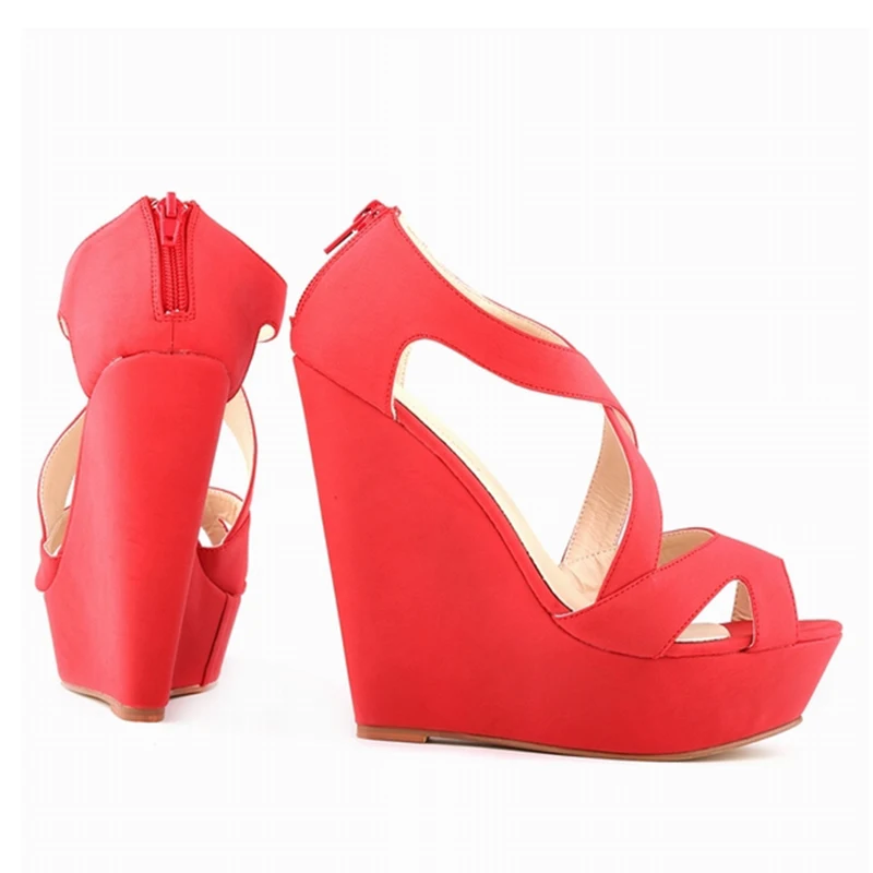 Женские туфли лодочки на танкетке LOSLANDIFEN замшевые платформе и высоком каблуке