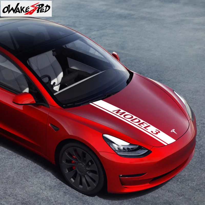 

Авто капот двигателя крышка спортивный автомобиль наклейки виниловые наклейки для автомобиля капот полосы Декор Аксессуары для Tesla модель ...