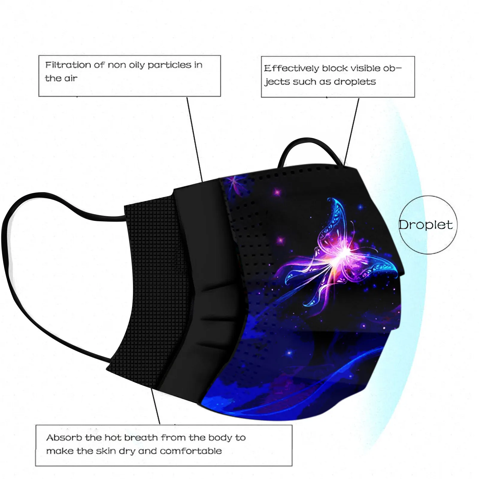 

Disposable Non-woven 3-layer Face Mask 20pcs Black Breathable Mask With Elastic Earband Breathable Adult Mouth Mask Masker d5