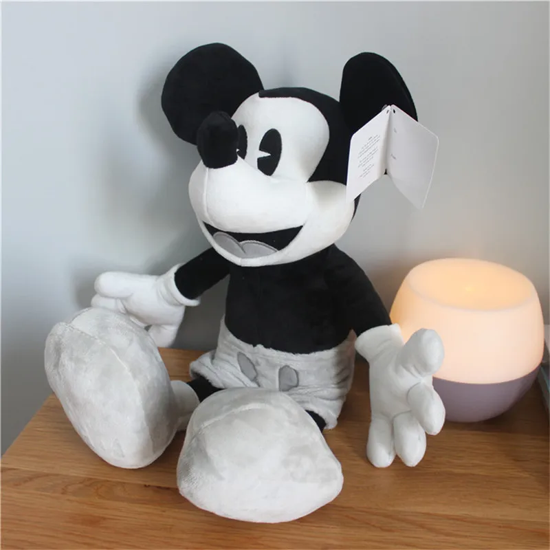 Disney-peluches cl&aacute;sicos de Mickey Mouse para ni&ntilde;os, mu&ntilde;eco de peluche suave de 45cm, en blanco y negro, estilo Retro, ideal como regalo de cumplea&ntilde;os-2
