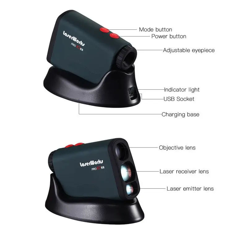 Беспроводная зарядка USB 600 м 1000 м LaserWorks PRO X7 Гольф охота дальномер, угол, скорость