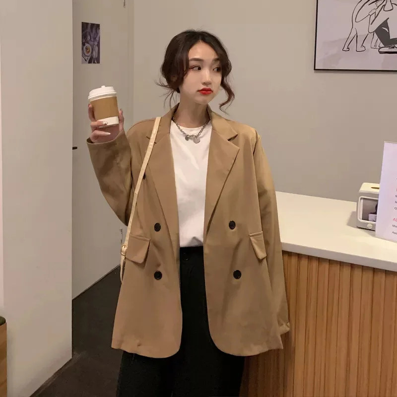 

2021 Autumn New Hot for Women Clothing Jacket Khaki Blazer Daily Solid Spring/Autumn Office Lady Suit Blazer za 2020