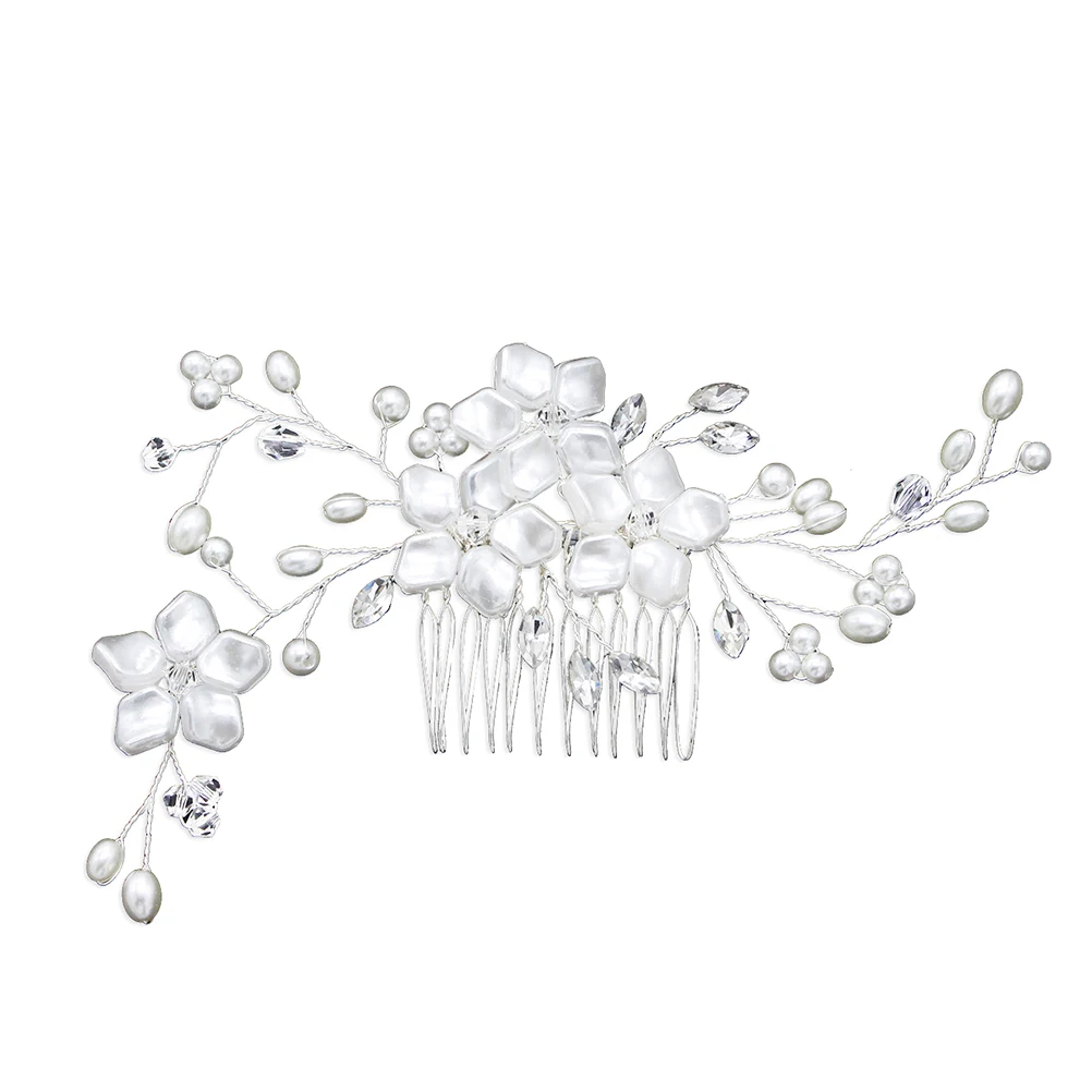 

Серебряная Цветочная расческа для волос искусственная фотография Аксессуары для волос элегантные свадебные украшения для волос Свадебные...