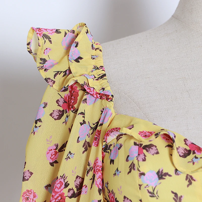 Женское мини-платье с принтом GALCAUR летнее платье квадратным вырезом