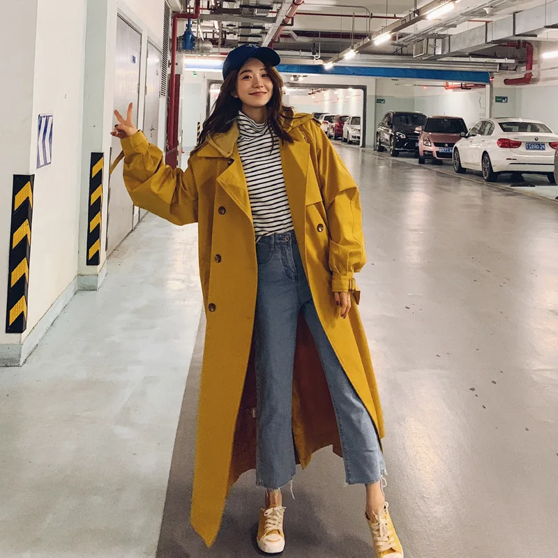 Женская куртка с отложным воротником длинная свободная большого размера 2019 |