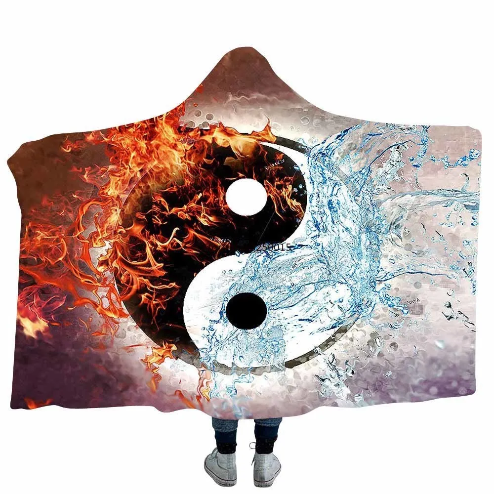 Коралловое Флисовое одеяло с капюшоном 3D принтом|Одеяла| |