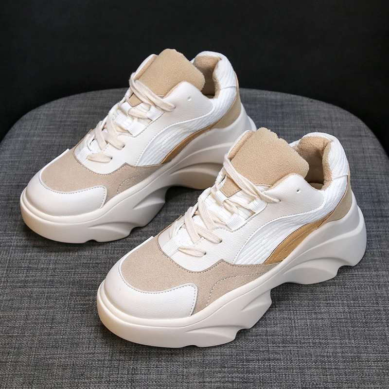 Женские кроссовки на толстой подошве спортивная обувь платформе для бега