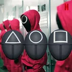 Пластиковая маска для косплея игра кальмар треугольник Квадратный Круг красный капюшон мужской головной убор реквизит для костюма босса