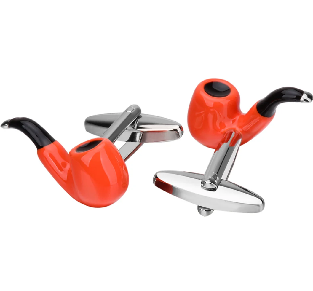 10 пар манжетных кнопок для трубок для курения с держателем для сигарет из меди и эмалированных мужских украшений - подарок на День отца.