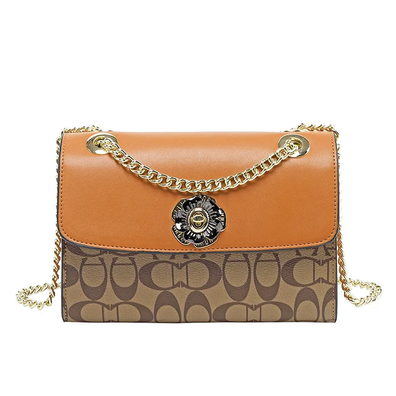 

2022 handbag high texture fashion messenger bag brand women's bag chain strip cowhide small square bag Single Shoulder Bag Messe