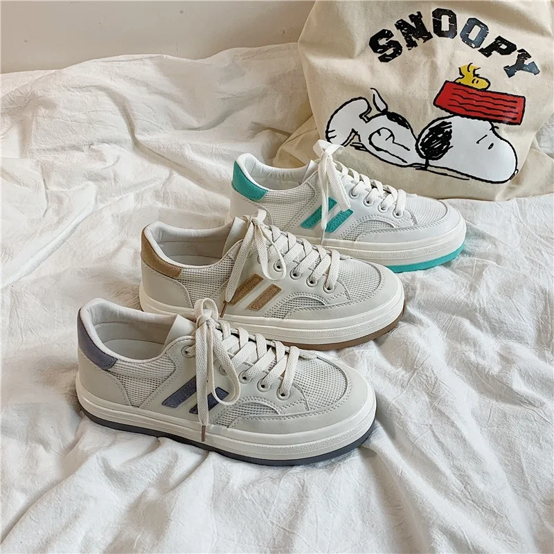 Fashion Sneakers Women Shoes Autumn Spring Loafers Woman Casual Shoes Microfiber Leather + Mesh High Quality Ladies Skateboard