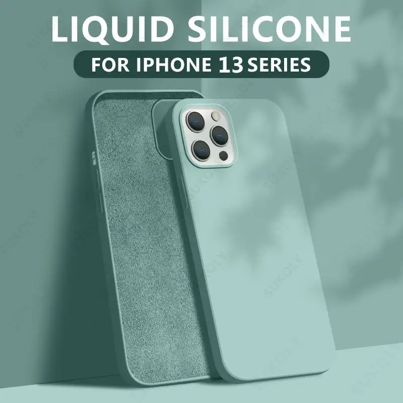 

For iPhone 13 Case Square Liquid Silicone Case For iPhone 13 Pro Max 12 Mini 11 XS Max XR X 8 7 6s Plus SE 2020 Shockproof Cover