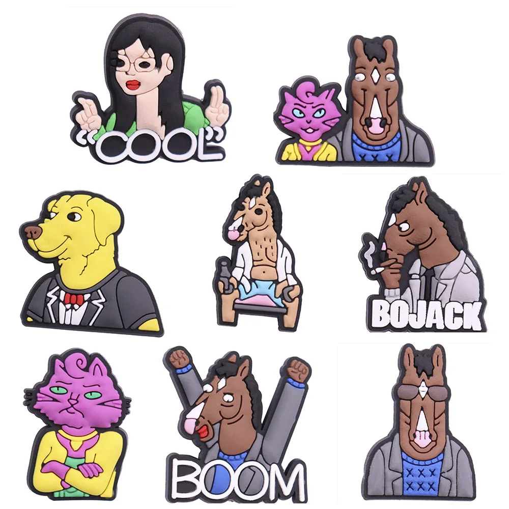 

1 шт. Симпатичные Мультяшные подвески из ПВХ для обуви, кавайная женщина, крутая лошадь, кошка, собака, бум, Кроксы, Jibz, пряжка, подходит для бр...