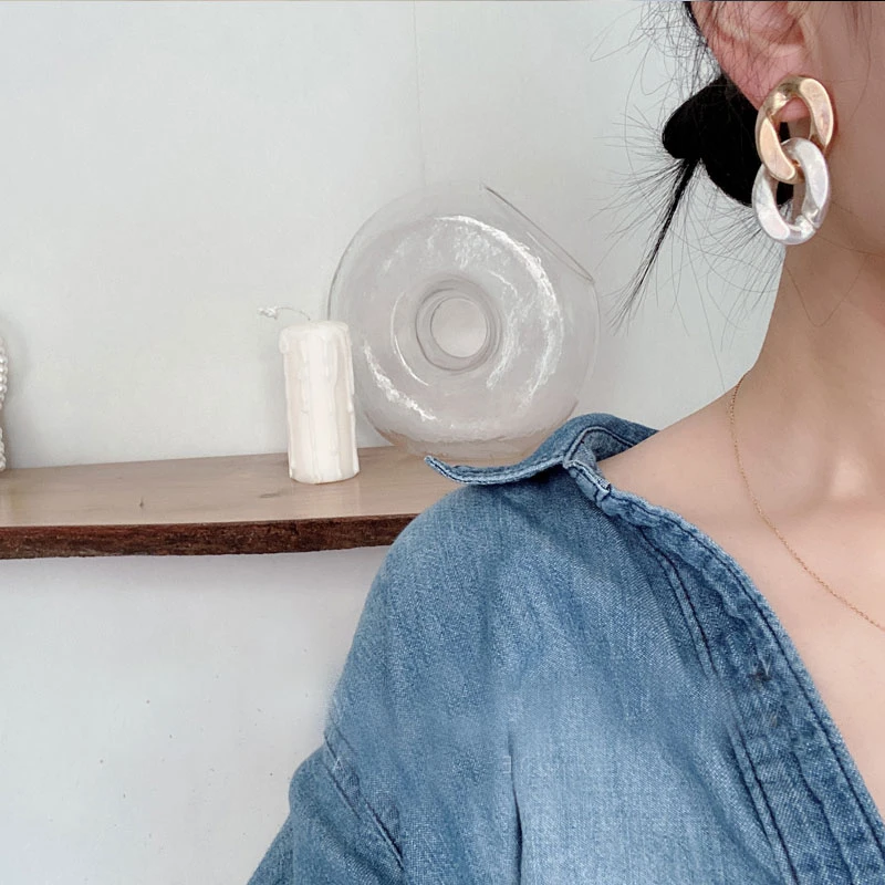 Женские винтажные матовые серьги HUANZHI неправильный овал геометрической формы с