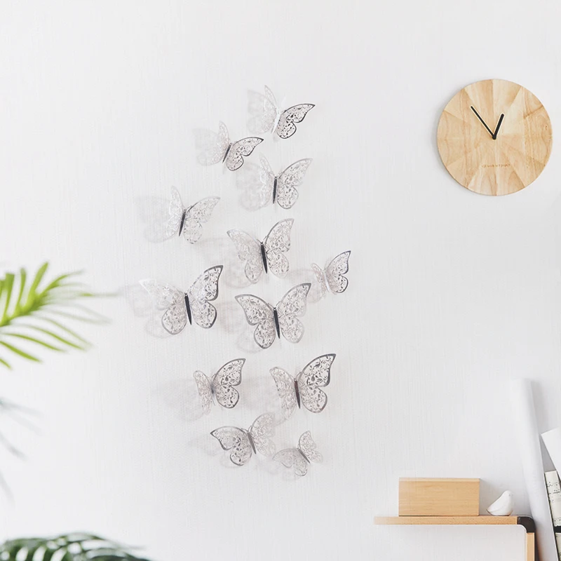

12 Pcs/set 3d Wall Stickers Hollow Butterfly For Kids Rooms Home Decor Diy Mariposas Fridge Room Decoration