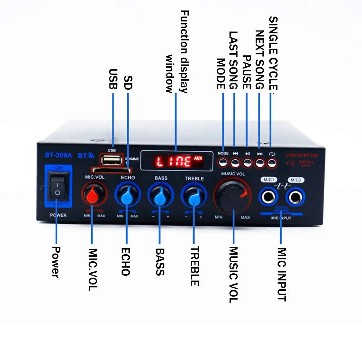 Усилитель bluetooth 800 Вт для дома поддержка USB SD FM | Электроника
