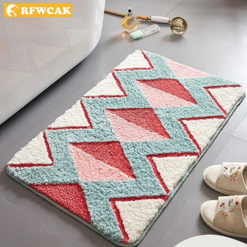 Геометрический Коврик для ванной коврик нескользящий входа кухни Впитывающий