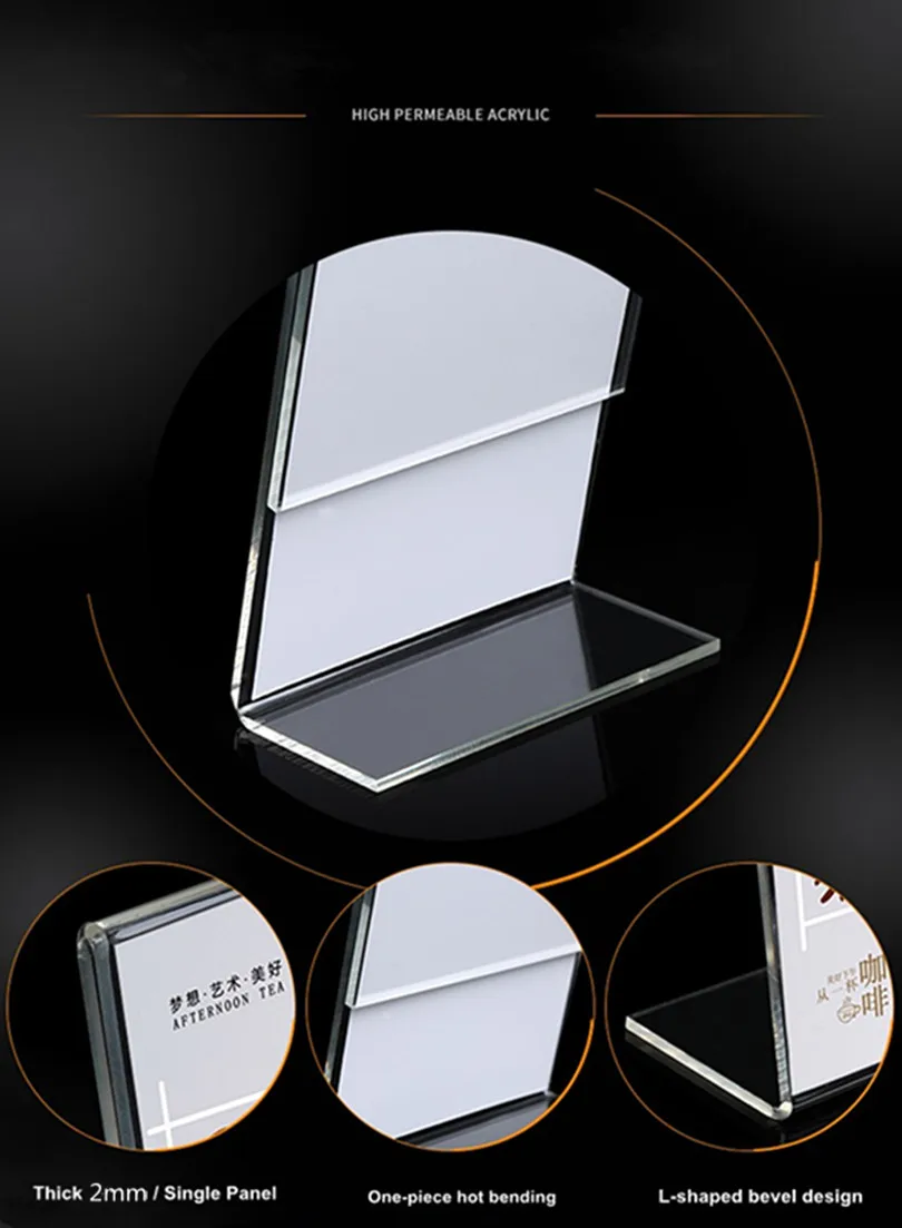A4 Vertical And Horizontal Acrylic Menu Holders Table Sign Holder Message Holders Flexible PVC Display Holders Photo Holders