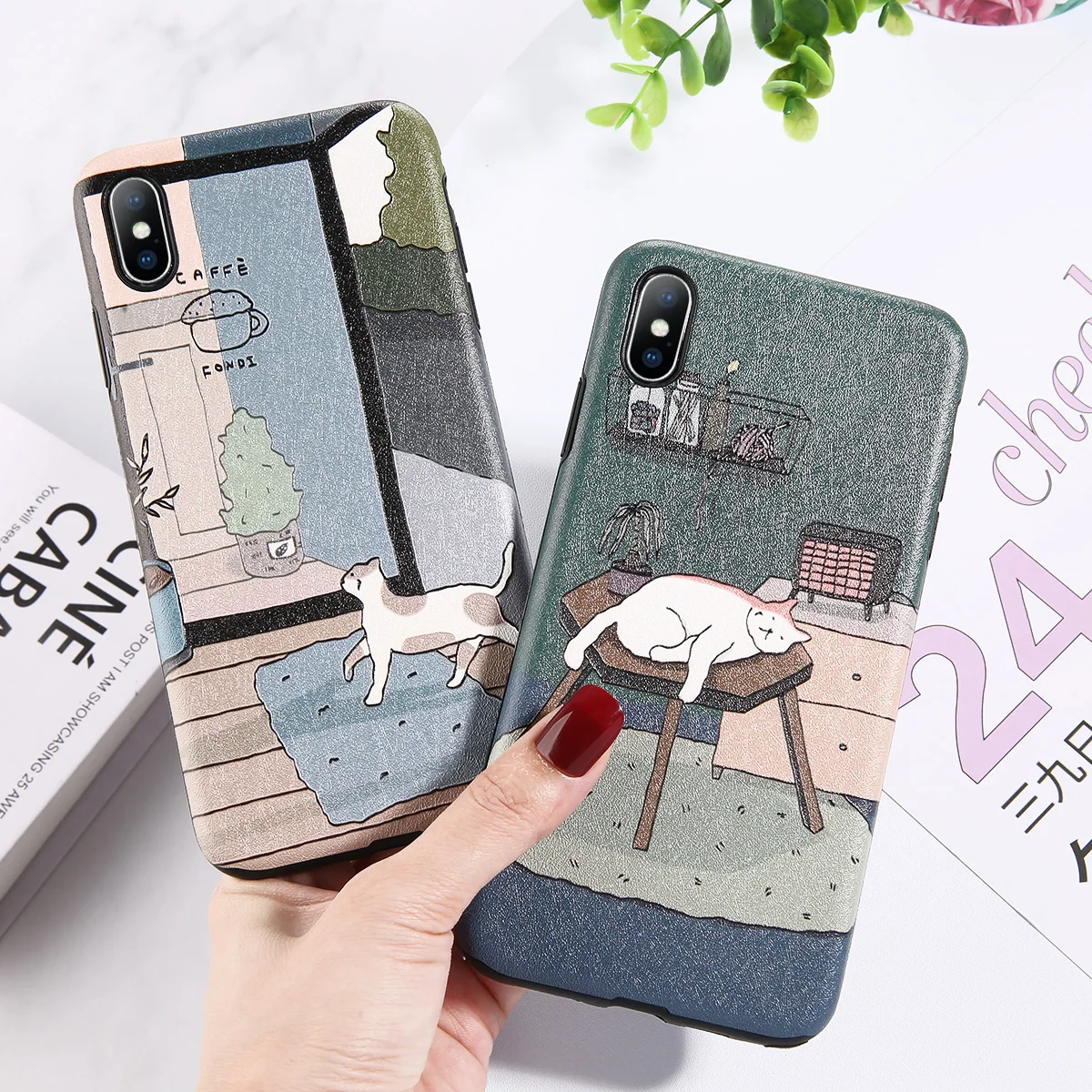 Чехол для телефона Moskado Silk coffee Shop Lazy Cat iphone XS MAX XR X Soft TPU чехол 8 7 6 6S Plus House |