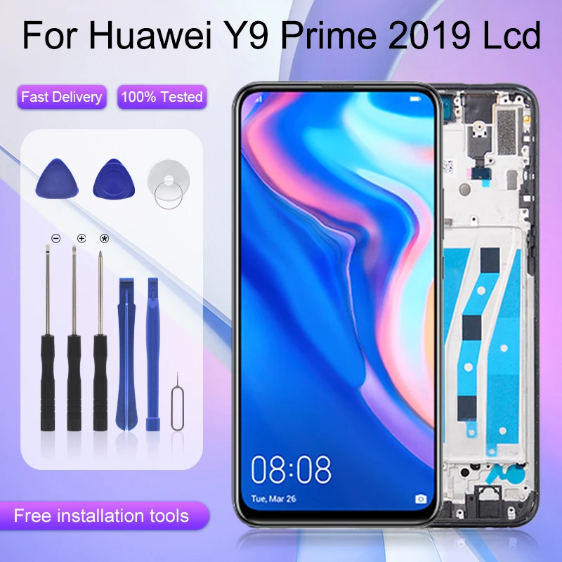 1 шт. 6,59-дюймовый дисплей Y9 Prime 2019 для Huawei P Smart Z LCD с сенсорным экраном, сборка с рамкой, бесплатная доставка.