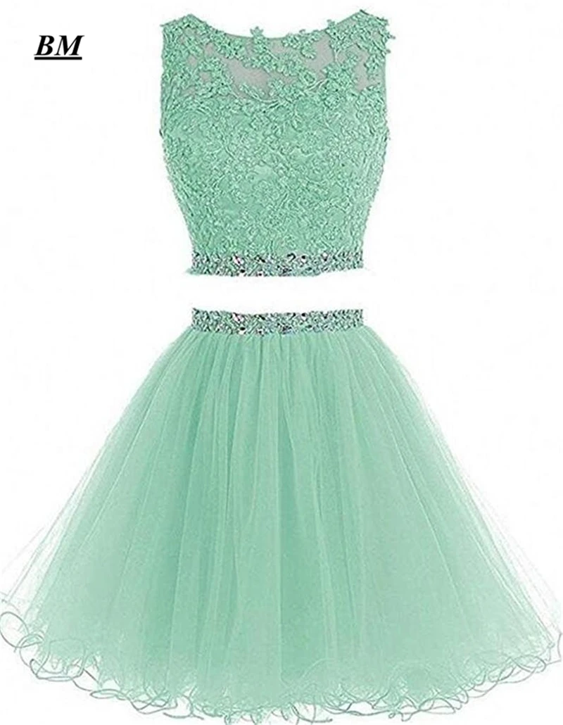 2021 короткие платья для встречи выпускников из двух частей с бисером Выпускной