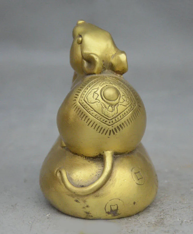 

christmas Chinese Feng shui Brass Wealth Moneybag Zodiac Mouse Animal Statue Figurine New Year